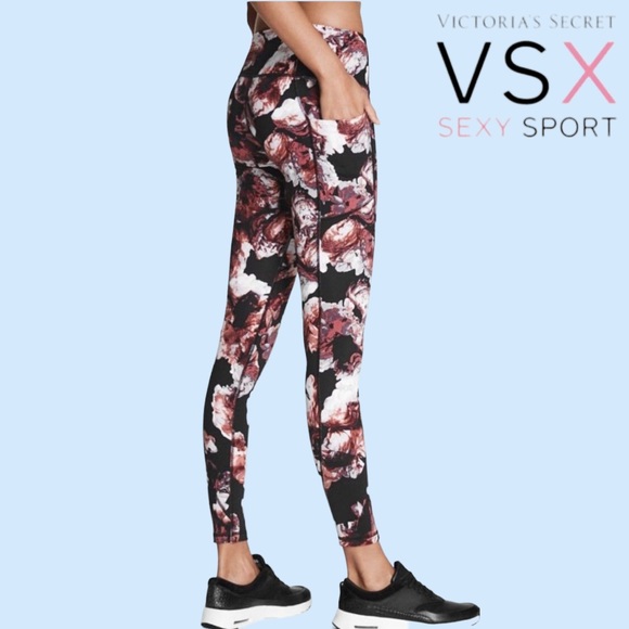 Victoria’s Secret Black Rose Tease Floral Knockout Leggings - Picture 3 of 9